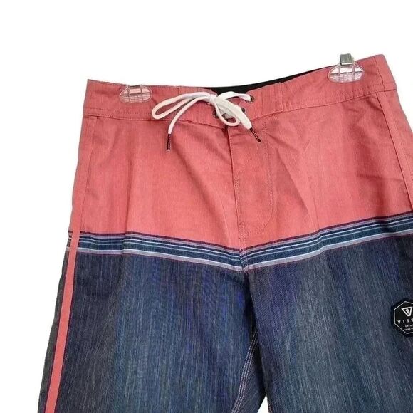 Vissla Dredges Men's Navy & Salmon Poly/Cotton/Spandex Board Shorts NEW - Picture 3 of 14